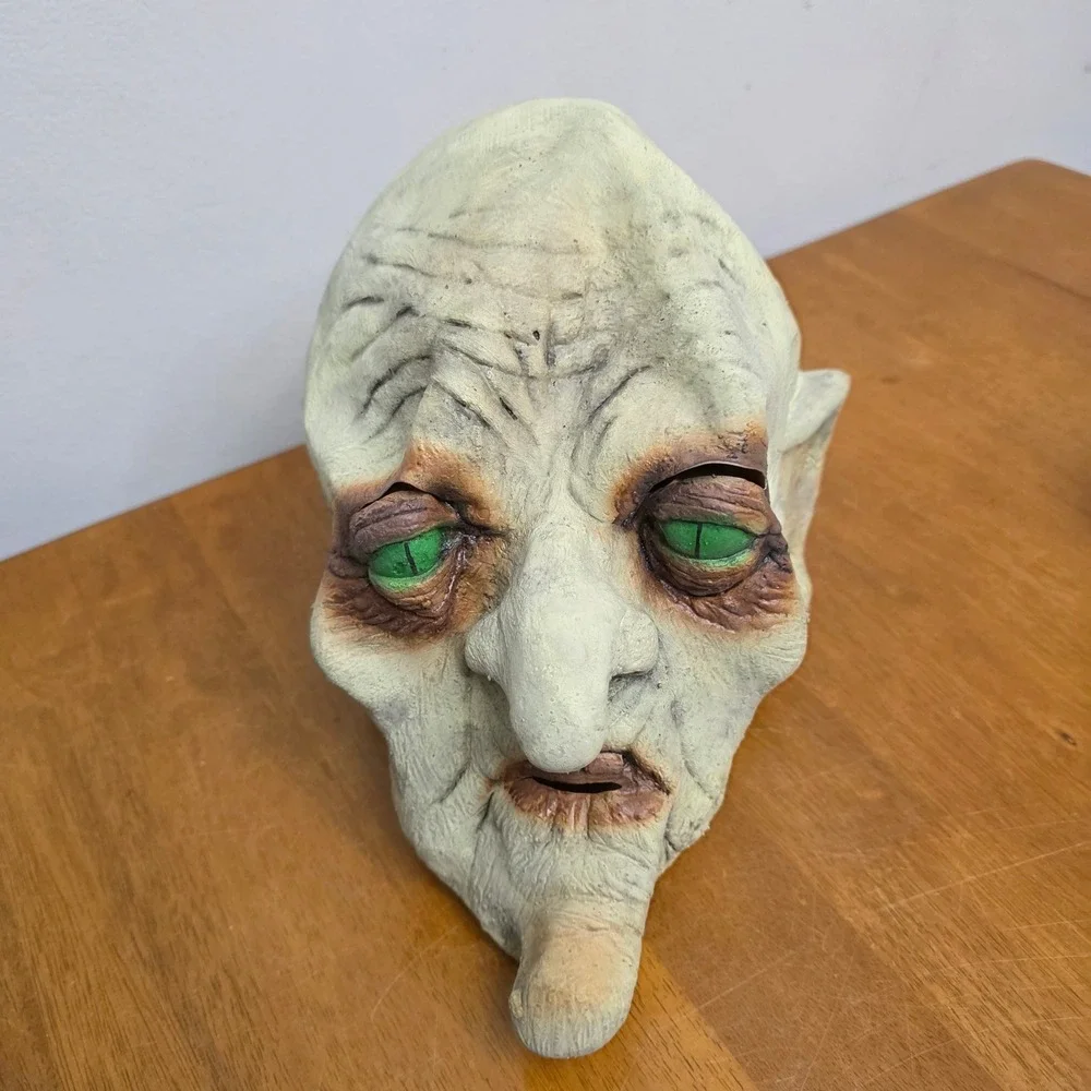 Vintage‎ 90s Creepy Old Man Halloween Mask Scary Goblin Witch Horror Prop Latex